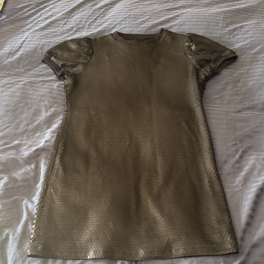 Sequin Short Sleeve Shift Dress